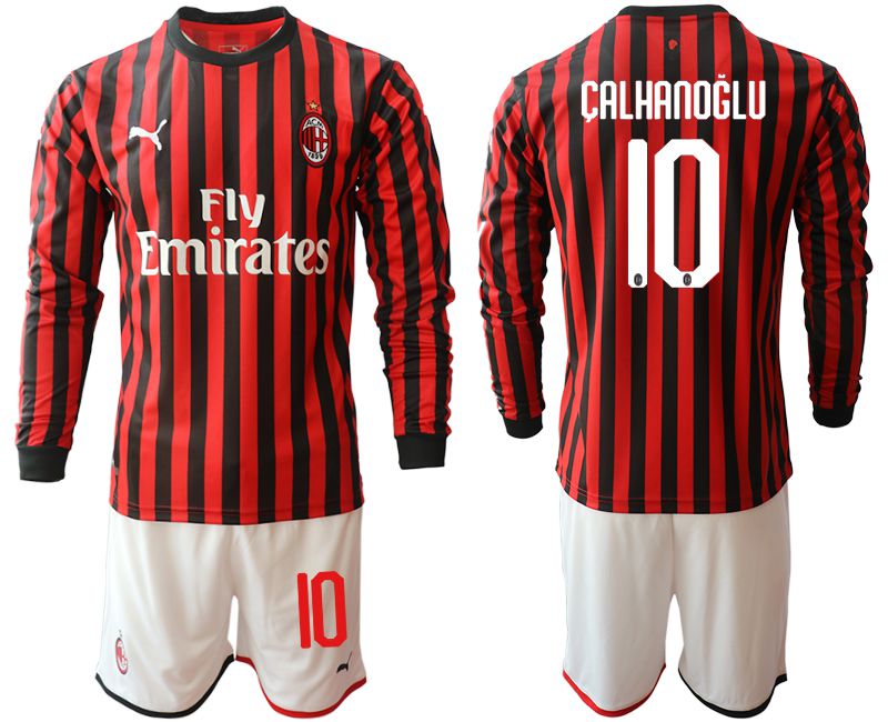 Men 2019-2020 club AC milan home long sleeve #10 red Soccer Jerseys